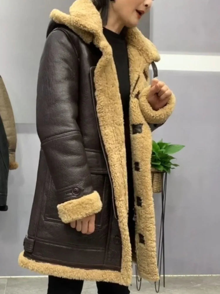 Genuine Sheepskin Winter Warm Coat