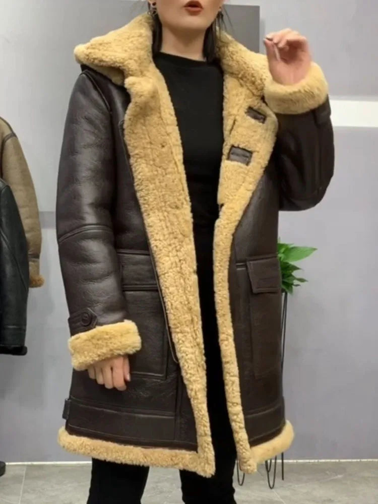 Genuine Sheepskin Winter Warm Coat