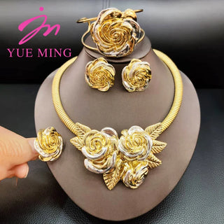 Flower Plated Wedding Jewelry Set