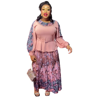 African Clothes for Women Wedding Party Dresses 2 PCS Sets Tops and Skirts Suits Dashiki Ankara Turkey Outfits Gown Plus Size