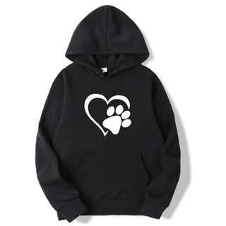 Bonita sudadera con capucha con forma de corazón y huella de perro