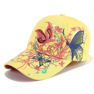 Butterflies Floral Embroidery Baseball Caps