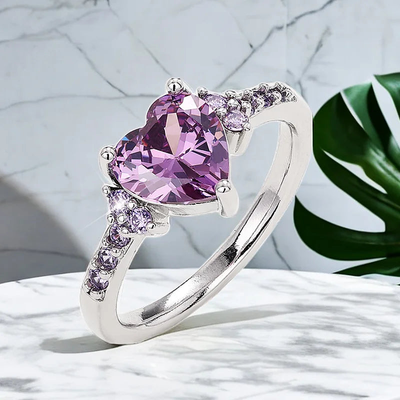 Charming Purple Heart Bridal Party Ring