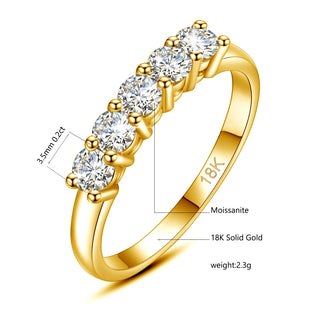 Gold 5 Stone Moissanite Ring