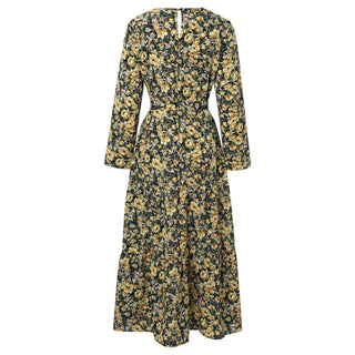 Elegant Long Sleeve Flower Printing Maxi Dresses