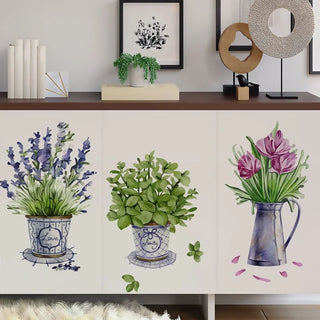 Watercolor Flower Pots Wall Sticker