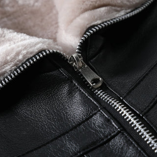 European Leather Fur Integrated Leather Coat