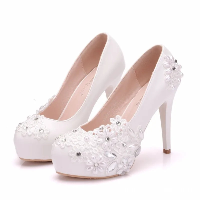 Luxury Round Toe Rhinestone Shoes