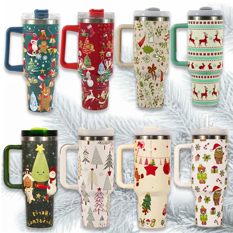 Christmas Patterned Water Bottle Insulated Tumbler