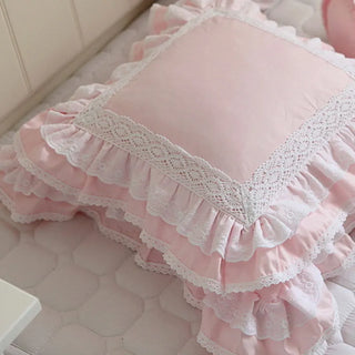 Embroidered Ruffle Lace Cushion Cover