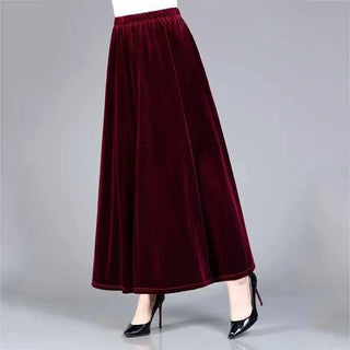 High Waist Velvet Skirt