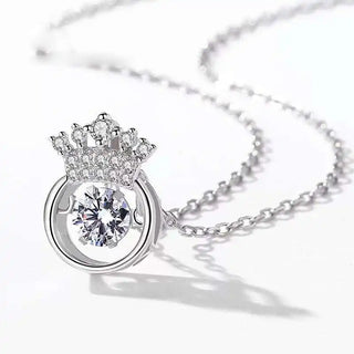 Trendy Gemstones Crown Pendant Necklace