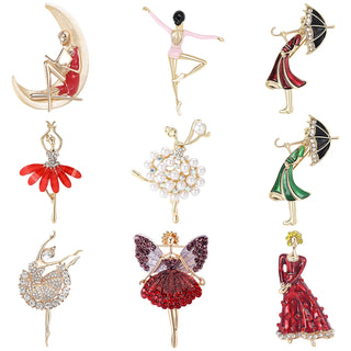 Trendy Ballet Girl Brooches