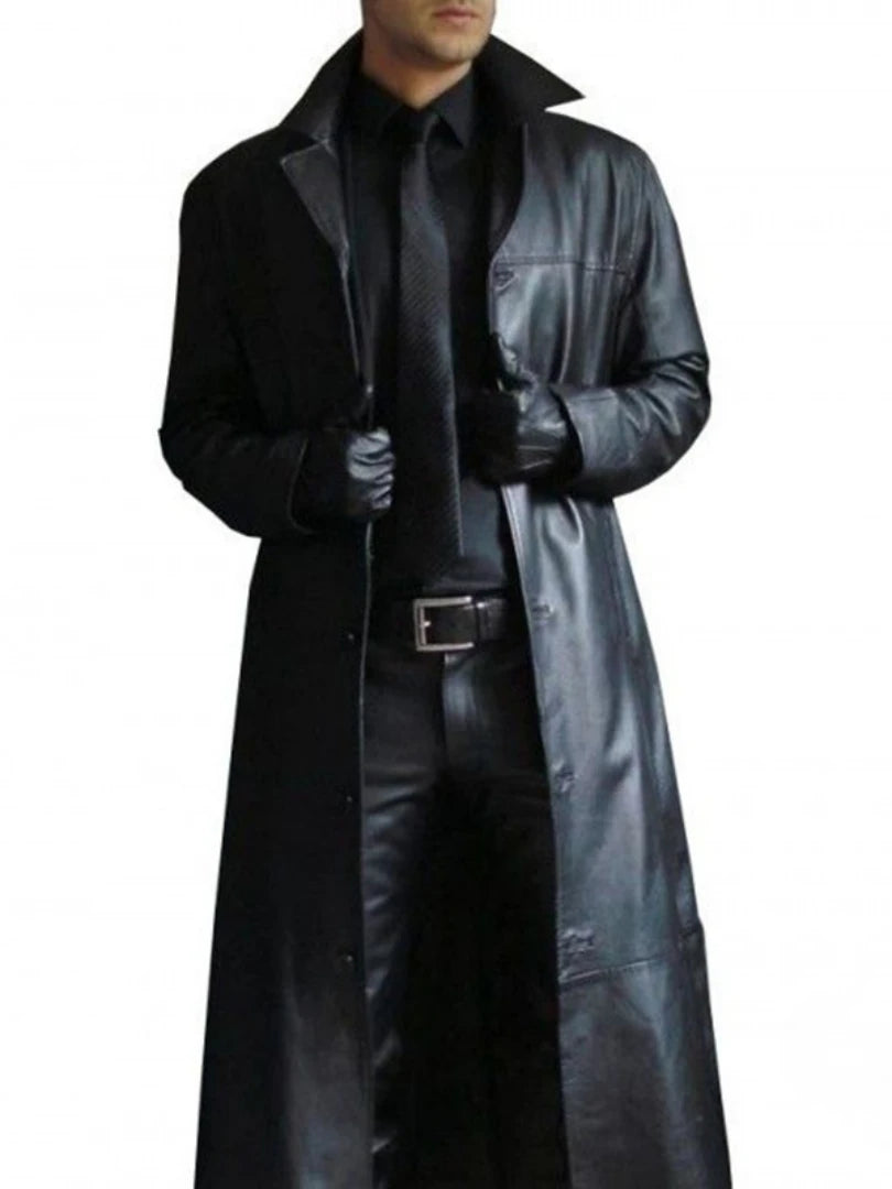 Leather Trench Windbreaker Fashion Coat