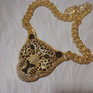 Joyas de hip hop con forma de cabeza de leopardo para Halloween