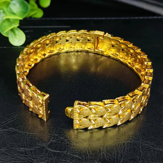 4pcs Women Charm Bracelet Bangle 24K Gold Color Jewelry Dubai Flower Bangle Brand African Designer Ethiopian Hawaiian Jewelry