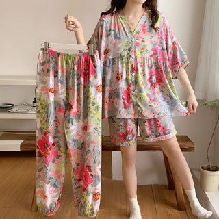 Floral Printing Half Sleeve Sleeping Pajamas