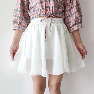 Elastic Waist Chiffon Mini Skirt