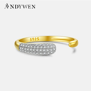 ANDYWEN Women 925 Sterling Silver Resizable Ring Adjustable Rings 2024 Anniversary Party Fashion Fine Wedding Jewelry