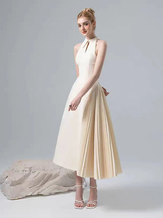 Asymmetric Elegant Sleeveless Pleated Dress