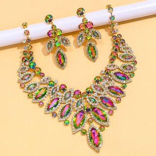 Exaggerated Leaf Necklace Earrings Sets