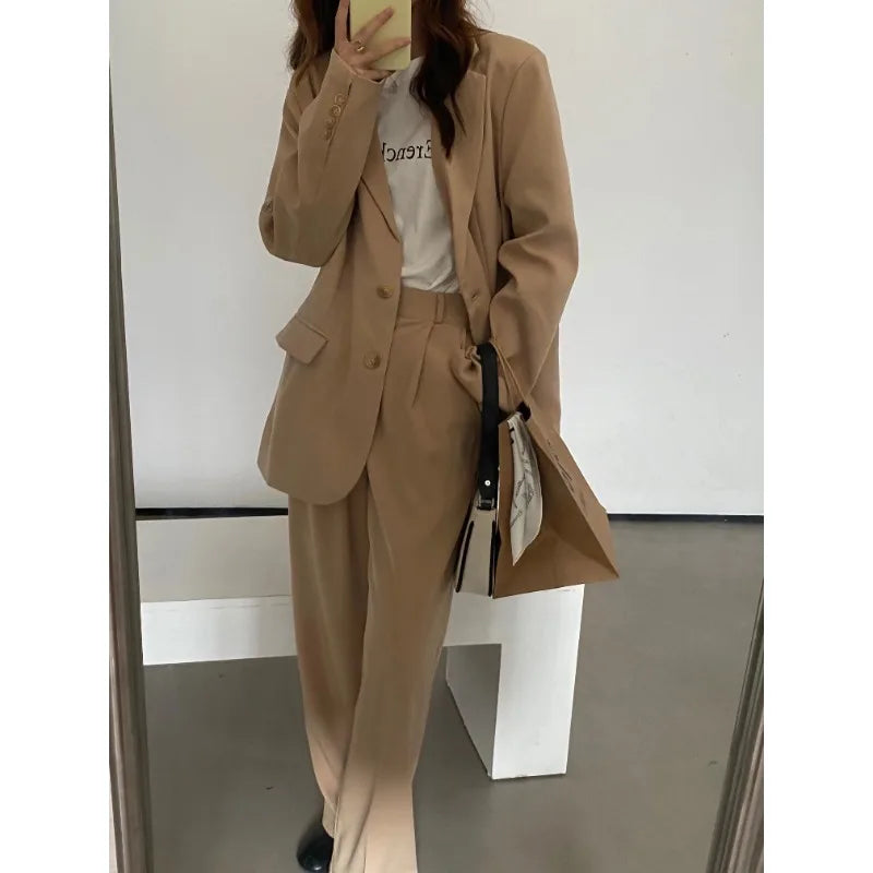 Women Loose Fit Two Piece Blazer Set