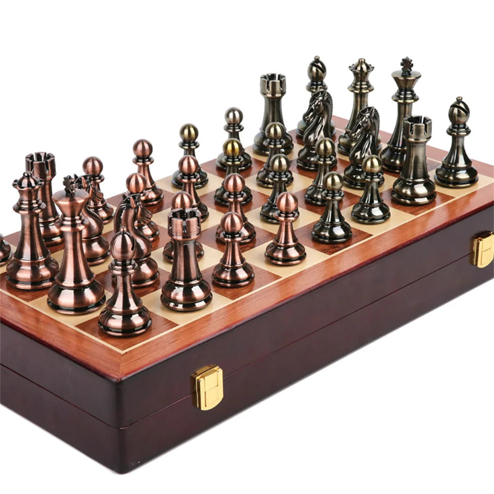 Luxury Bronze Metal Chess Board Game