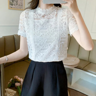 Ladies Short Sleeve Chiffon Blouse