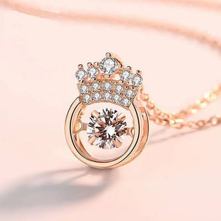 Trendy Gemstones Crown Pendant Necklace