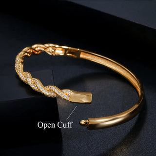 Elegant  Open Cuff Bangle and Ring Set