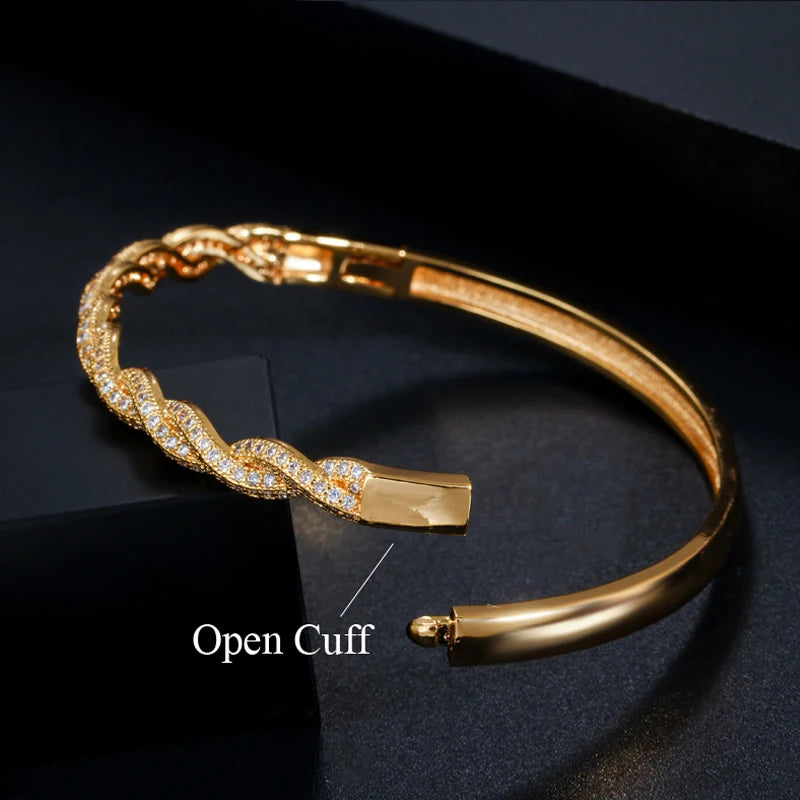 Elegant  Open Cuff Bangle and Ring Set