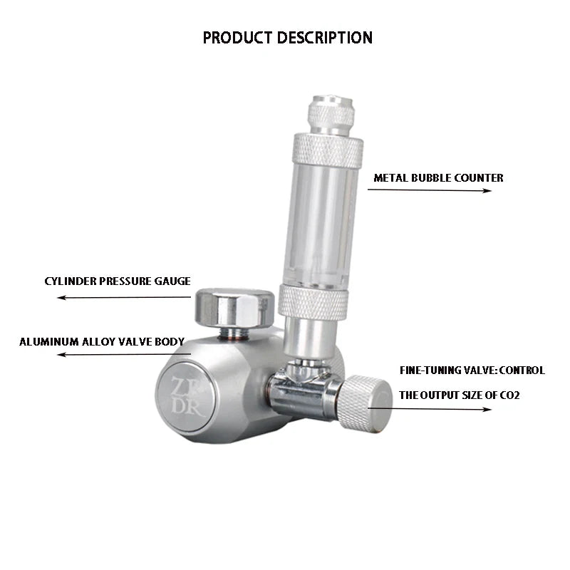 Aquarium CO2 Aluminum Pressure Gauge Regulator