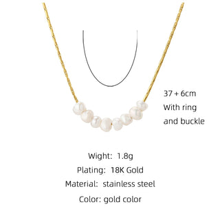 YACHAN Stainless Steel Golden Chain Necklace Natural Pearl Pendant for Woman Gold Plated Chains Necklaces Trendy Jewelry