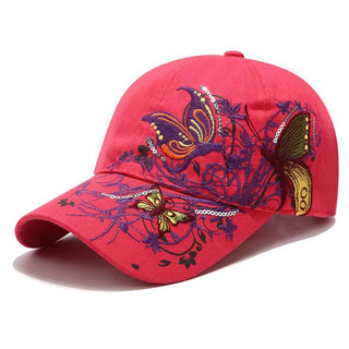 Butterflies Floral Embroidery Baseball Caps