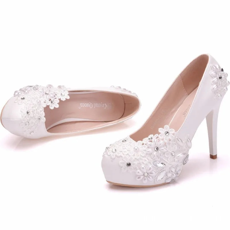 Luxury Round Toe Rhinestone Shoes