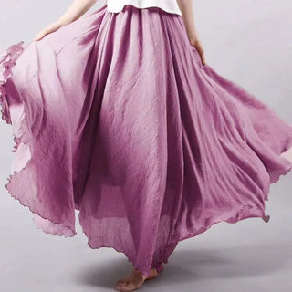 Solid Linen Elegant Maxi Skirts