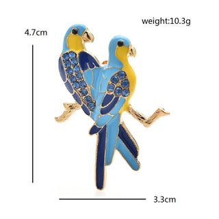 Wuli&baby Couple Parrots Bird Brooches For Women Unisex 2-color Lovely Animal Party Casual Brooch Pins Gifts