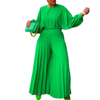 Long Sleeve Top Wide Leg Pant Suit