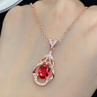 Rose Gold Ruby Gemstones Pendant