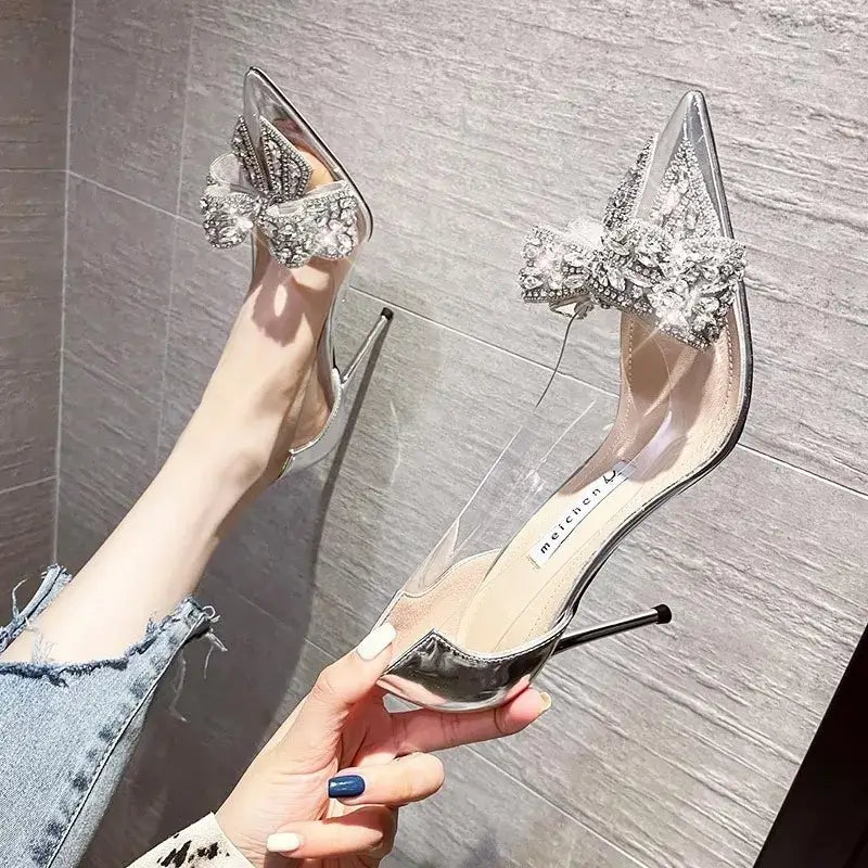 Rhinestone Transparent High Heel Shoes