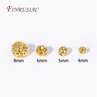 4/5/6/8MM Brass Round Hollow Spacer Beads 18K Gold Plated Separator Beads Bracelet Beads High Quality DIY Jewelry Accessories