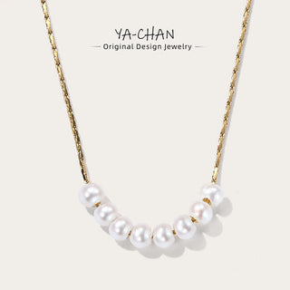 YACHAN Stainless Steel Golden Chain Necklace Natural Pearl Pendant for Woman Gold Plated Chains Necklaces Trendy Jewelry