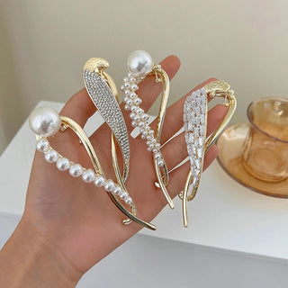 2024 Fashion Metal Pearl Hair Clips Hairpins Frog Buckle Ponytail Clip Barrettes Hairgrips Headwear Hair Accessorie For Women