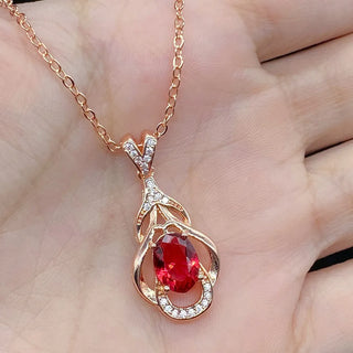 Rose Gold Ruby Gemstones Pendant