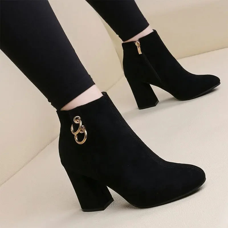 Vintage Block Heel Ankle Boots