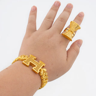 Conjunto de pulsera y brazalete con diseño de cadena de lujo