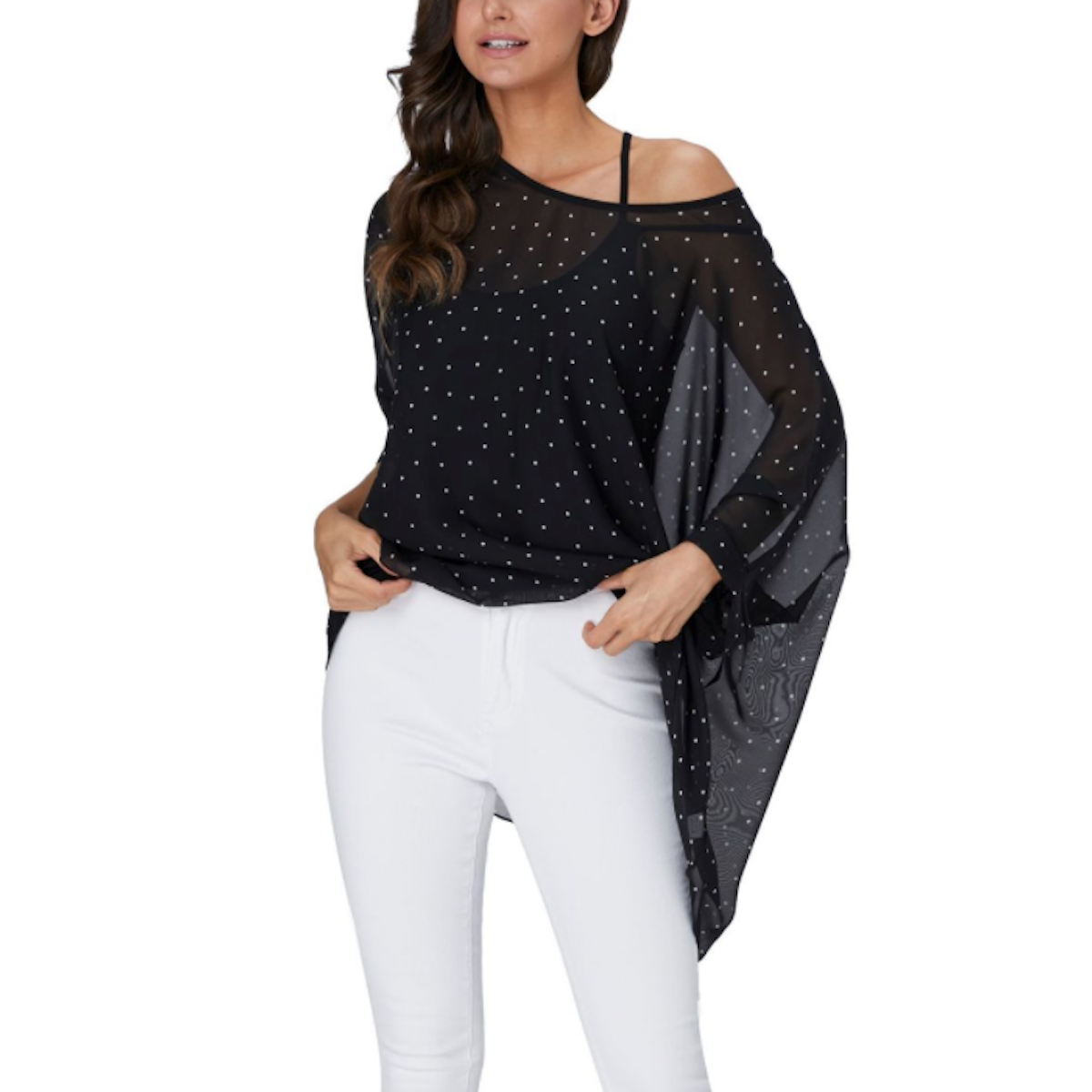 Women's Polka dot Chiffon Tunic Top