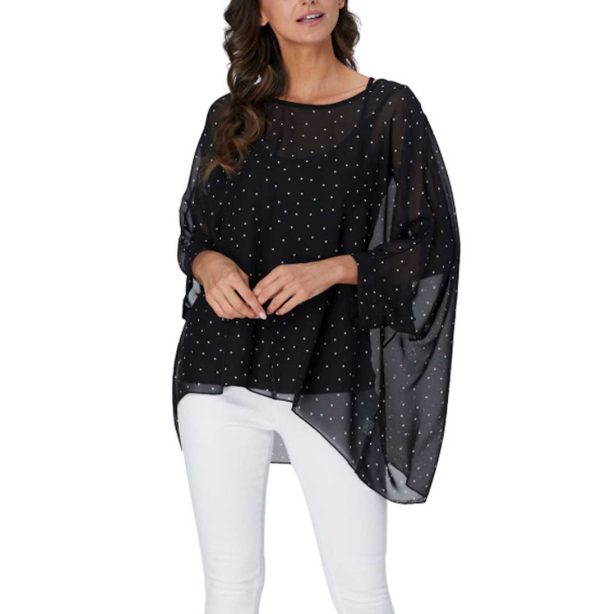 Women's Polka dot Chiffon Tunic Top