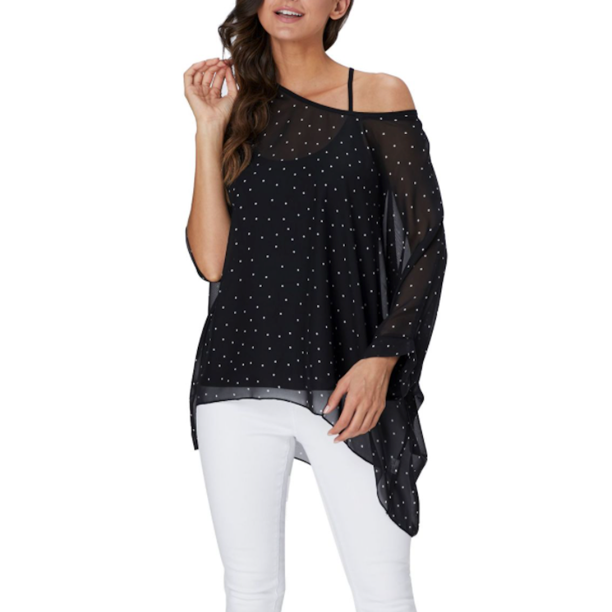 Women's Polka dot Chiffon Tunic Top