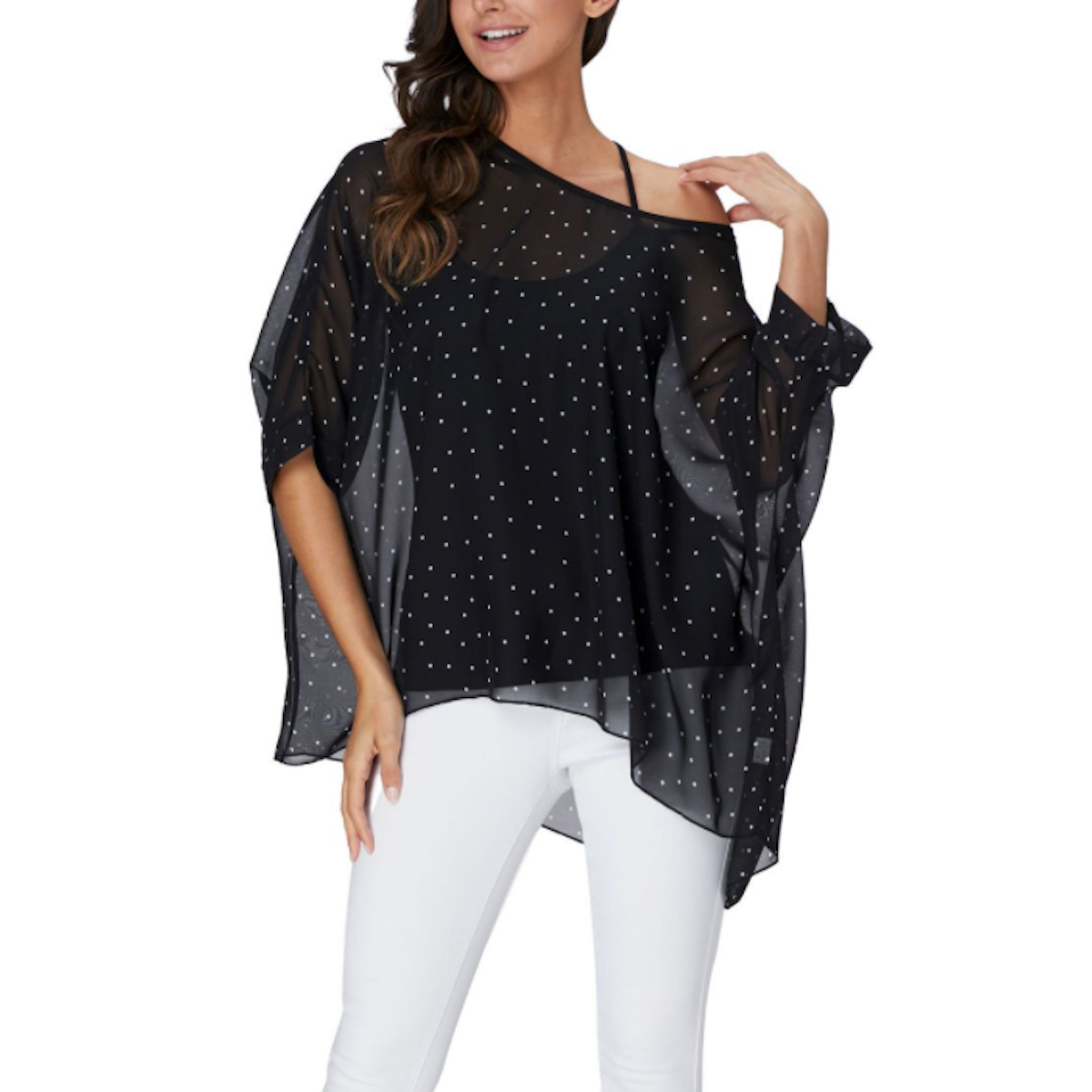 Women's Polka dot Chiffon Tunic Top